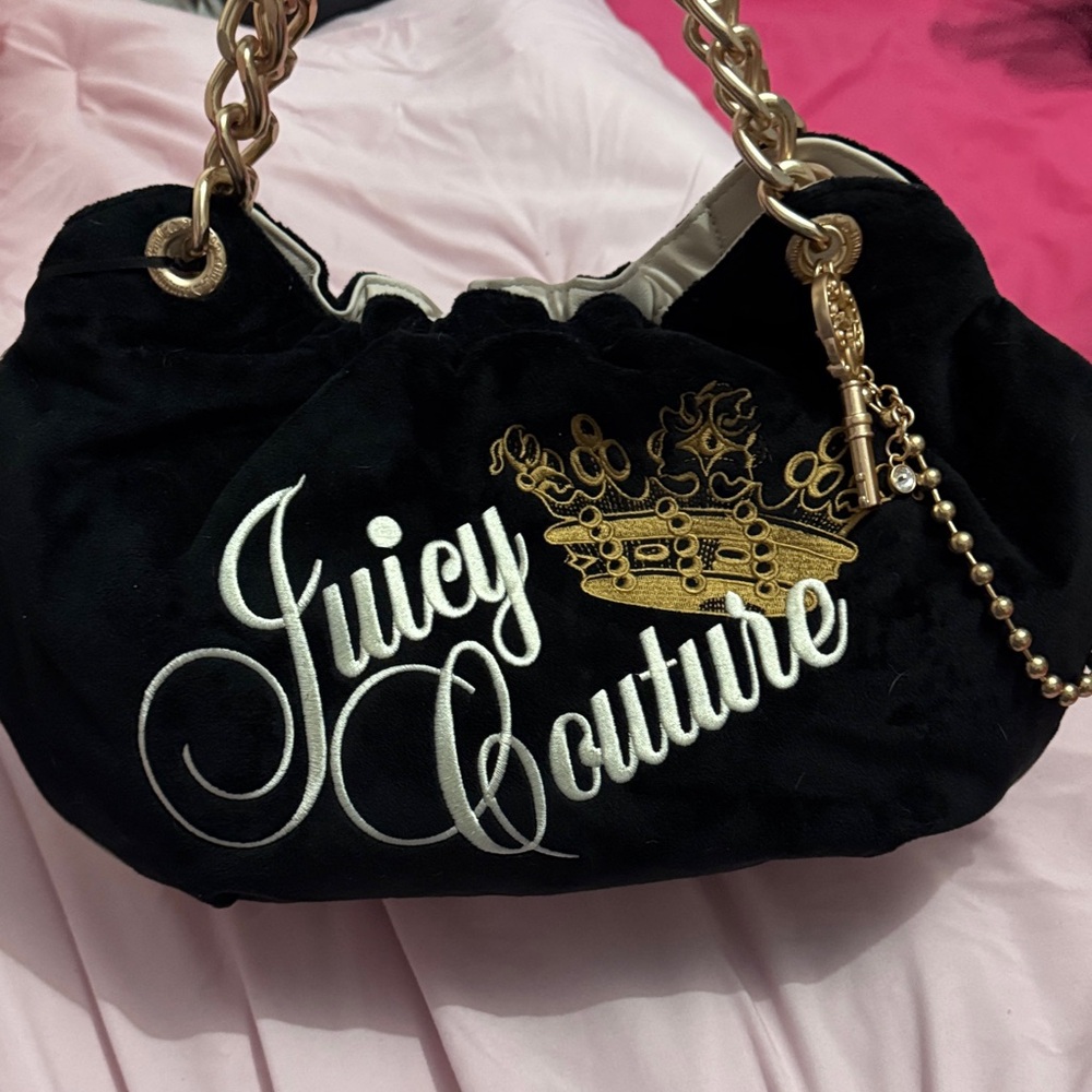 Juicy Couture Black Shoulder Bag with Gold Chain